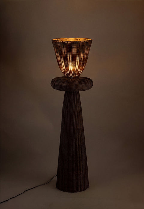 Florence Brown Rattan Floor Lamp, 1 Piece