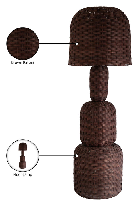 Camden Brown Rattan Floor Lamp, 1 Piece