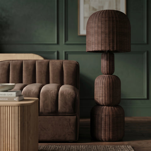 Camden Brown Rattan Floor Lamp, 1 Piece