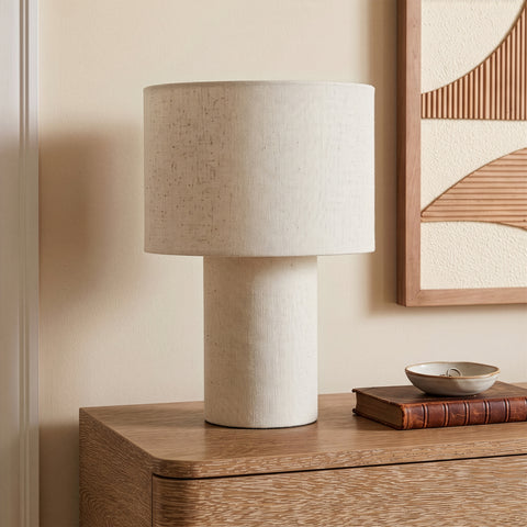 Piper Beige Linen Textured Fabric Table Lamp, 1 Piece