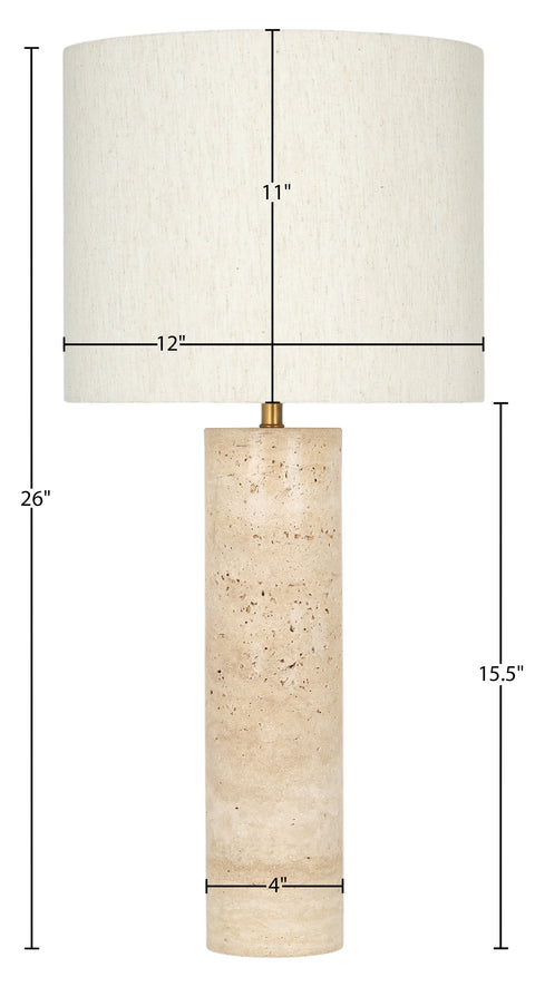 Vale Travertine Travertine And Linen Textured Fabric Table Lamp, 1 Piece