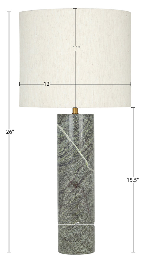 Vale Green Genuine Marble And Linen Textured Fabric Table Lamp, 1 Piece