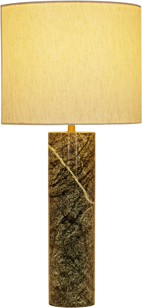 Vale Green Genuine Marble And Linen Textured Fabric Table Lamp, 1 Piece