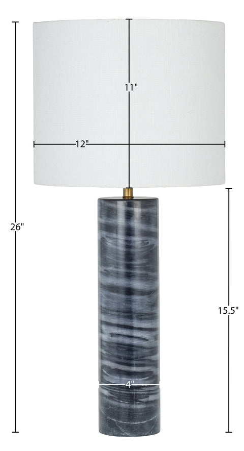 Vale Grey Genuine Marble And Linen Textured Fabric Table Lamp, 1 Piece