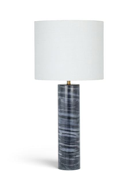 Vale Grey Genuine Marble And Linen Textured Fabric Table Lamp, 1 Piece