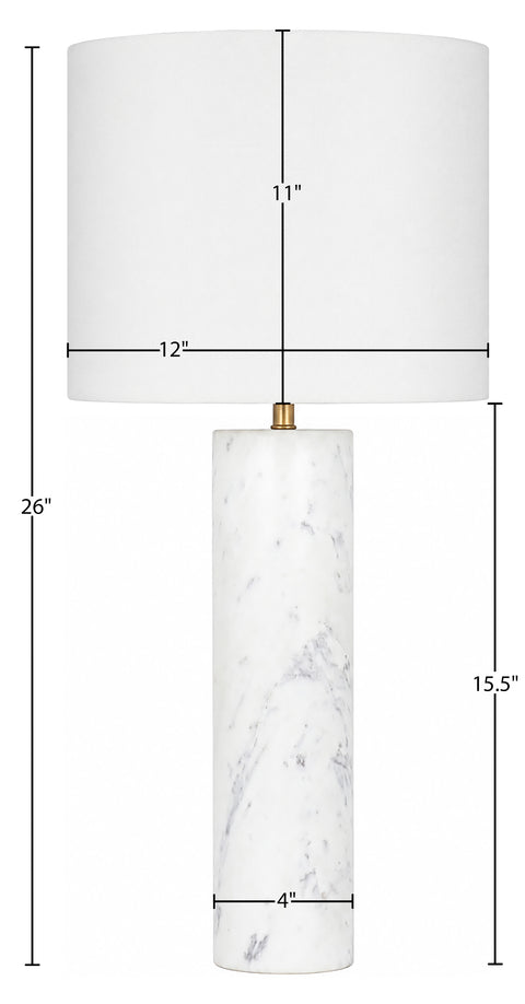 Vale White Genuine Marble And Linen Textured Fabric Table Lamp, 1 Piece