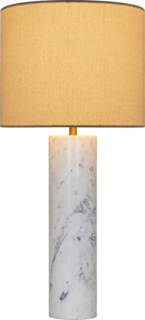 Vale White Genuine Marble And Linen Textured Fabric Table Lamp, 1 Piece