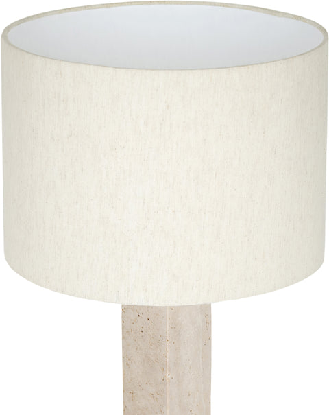 Linden Travertine Travertine, Linen Textured Fabric And Brass Table Lamp, 1 Piece