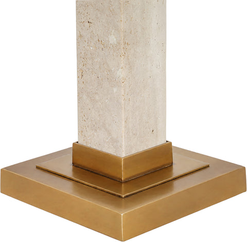 Linden Travertine Travertine, Linen Textured Fabric And Brass Table Lamp, 1 Piece