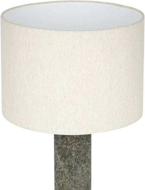 Linden Green Genuine Marble, Linen Textured Fabric And Brass Table Lamp, 1 Piece