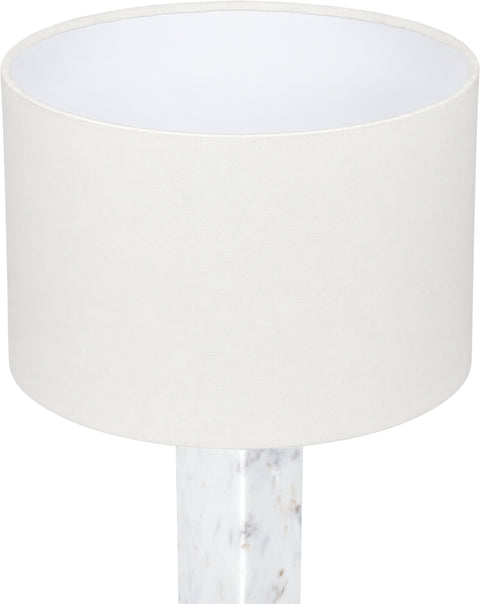Linden White Genuine Marble, Linen Textured Fabric And Brass Table Lamp, 1 Piece