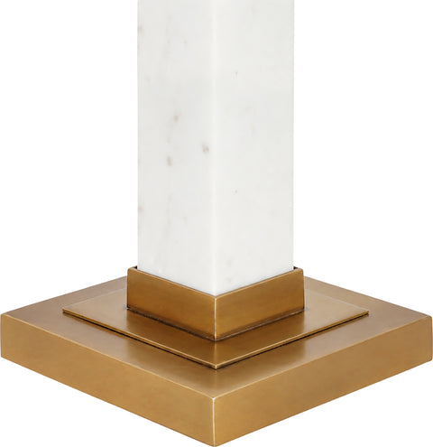 Linden White Genuine Marble, Linen Textured Fabric And Brass Table Lamp, 1 Piece
