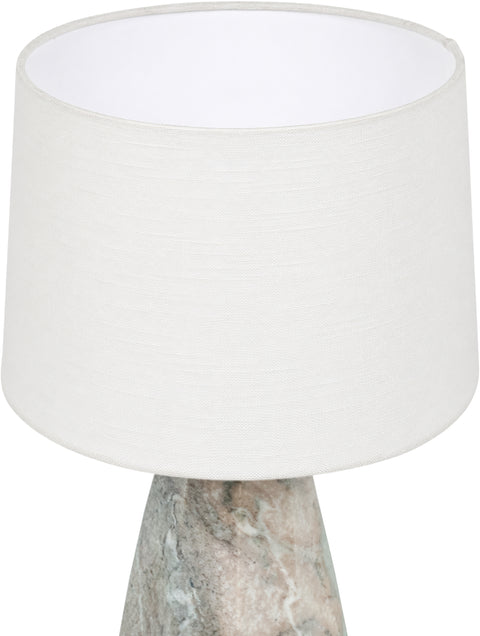 Yara Brown Genuine Marble And Linen Textured Fabric Table Lamp, 1 Piece
