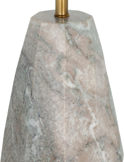 Yara Brown Genuine Marble And Linen Textured Fabric Table Lamp, 1 Piece