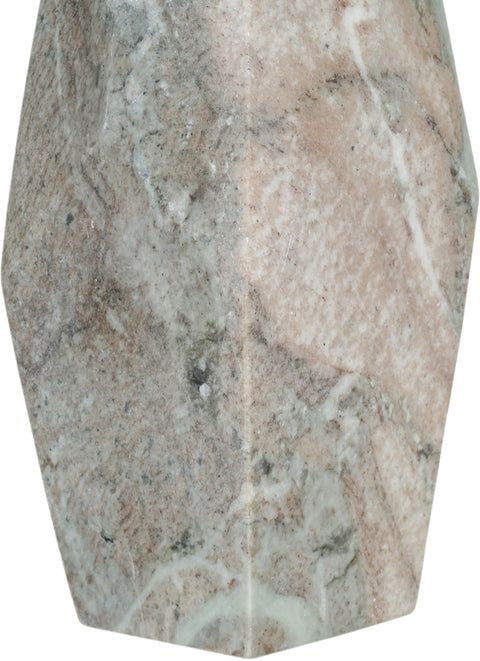 Yara Brown Genuine Marble And Linen Textured Fabric Table Lamp, 1 Piece