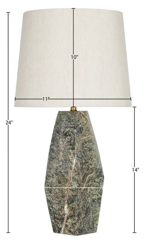 Yara Green Genuine Marble And Linen Textured Fabric Table Lamp, 1 Piece