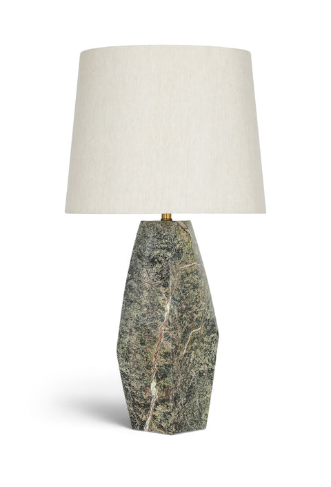 Yara Green Genuine Marble And Linen Textured Fabric Table Lamp, 1 Piece