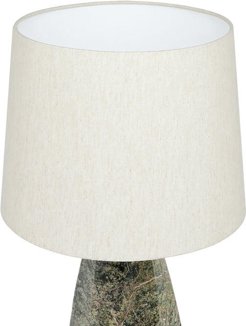 Yara Green Genuine Marble And Linen Textured Fabric Table Lamp, 1 Piece