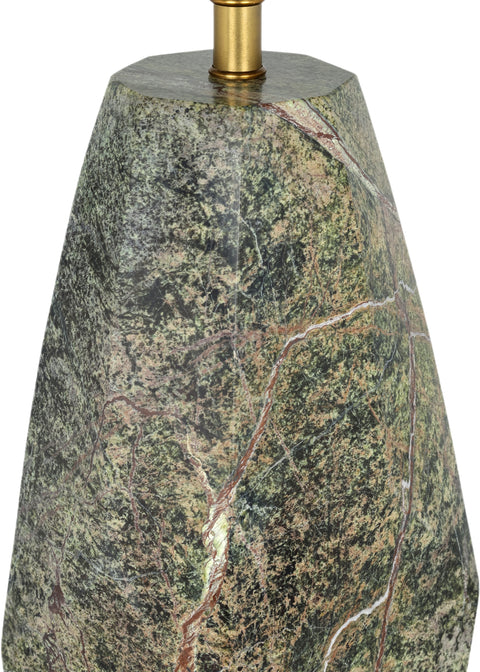Yara Green Genuine Marble And Linen Textured Fabric Table Lamp, 1 Piece