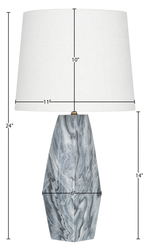 Yara Grey Genuine Marble And Linen Textured Fabric Table Lamp, 1 Piece