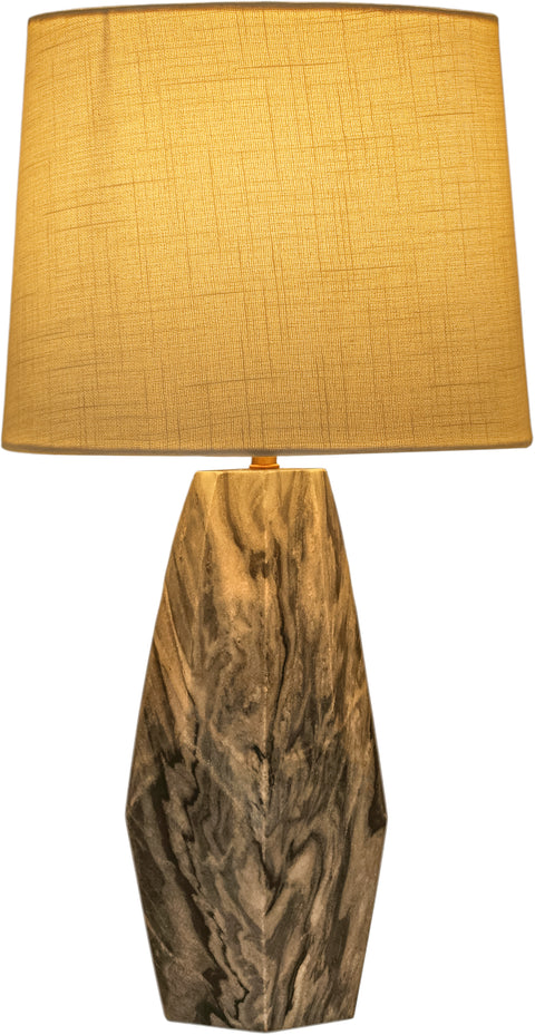 Yara Grey Genuine Marble And Linen Textured Fabric Table Lamp, 1 Piece