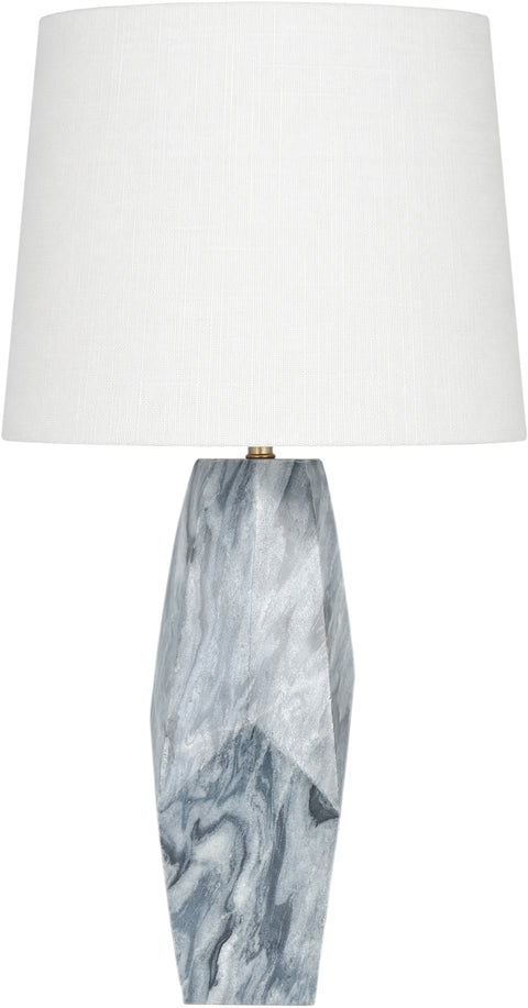 Yara Grey Genuine Marble And Linen Textured Fabric Table Lamp, 1 Piece