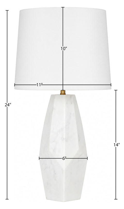 Yara White Genuine Marble And Linen Textured Fabric Table Lamp, 1 Piece