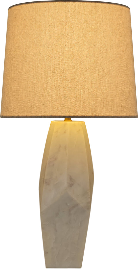 Yara White Genuine Marble And Linen Textured Fabric Table Lamp, 1 Piece