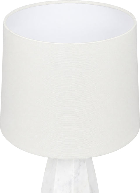 Yara White Genuine Marble And Linen Textured Fabric Table Lamp, 1 Piece