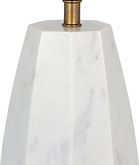 Yara White Genuine Marble And Linen Textured Fabric Table Lamp, 1 Piece