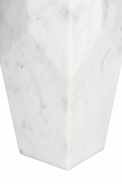 Yara White Genuine Marble And Linen Textured Fabric Table Lamp, 1 Piece