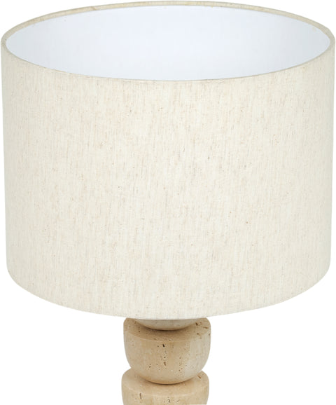 Noelle Travertine Travertine, Linen Textured Fabric And Brass Table Lamp, 1 Piece
