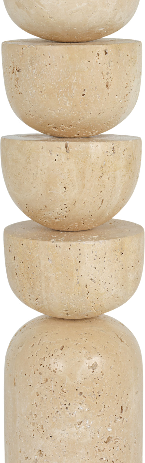 Noelle Travertine Travertine, Linen Textured Fabric And Brass Table Lamp, 1 Piece