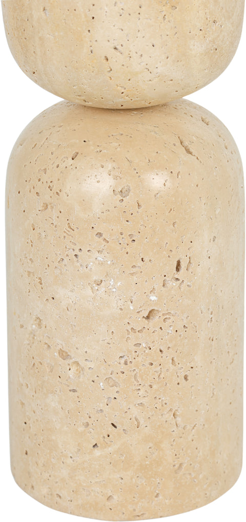 Noelle Travertine Travertine, Linen Textured Fabric And Brass Table Lamp, 1 Piece