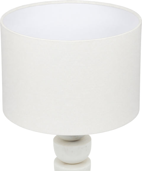 Noelle White Genuine Marble, Linen Textured Fabric And Brass Table Lamp, 1 Piece