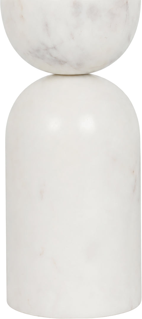 Noelle White Genuine Marble, Linen Textured Fabric And Brass Table Lamp, 1 Piece