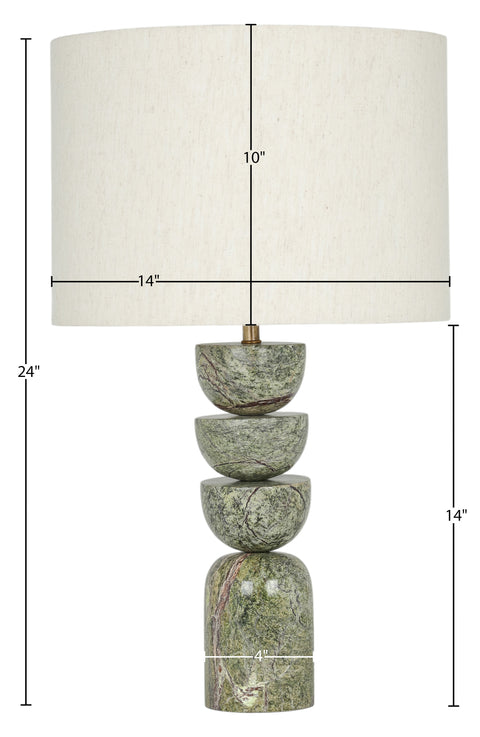 Noelle Green Genuine Marble, Linen Textured Fabric And Brass Table Lamp, 1 Piece (Style 2)