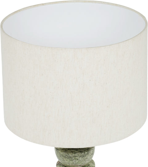 Noelle Green Genuine Marble, Linen Textured Fabric And Brass Table Lamp, 1 Piece (Style 2)