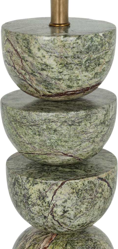 Noelle Green Genuine Marble, Linen Textured Fabric And Brass Table Lamp, 1 Piece (Style 2)
