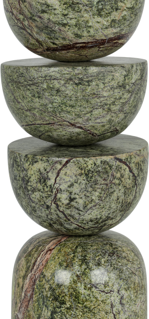 Noelle Green Genuine Marble, Linen Textured Fabric And Brass Table Lamp, 1 Piece (Style 2)