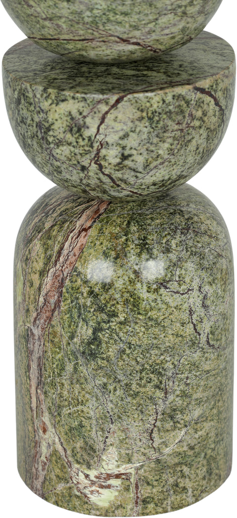 Noelle Green Genuine Marble, Linen Textured Fabric And Brass Table Lamp, 1 Piece (Style 2)