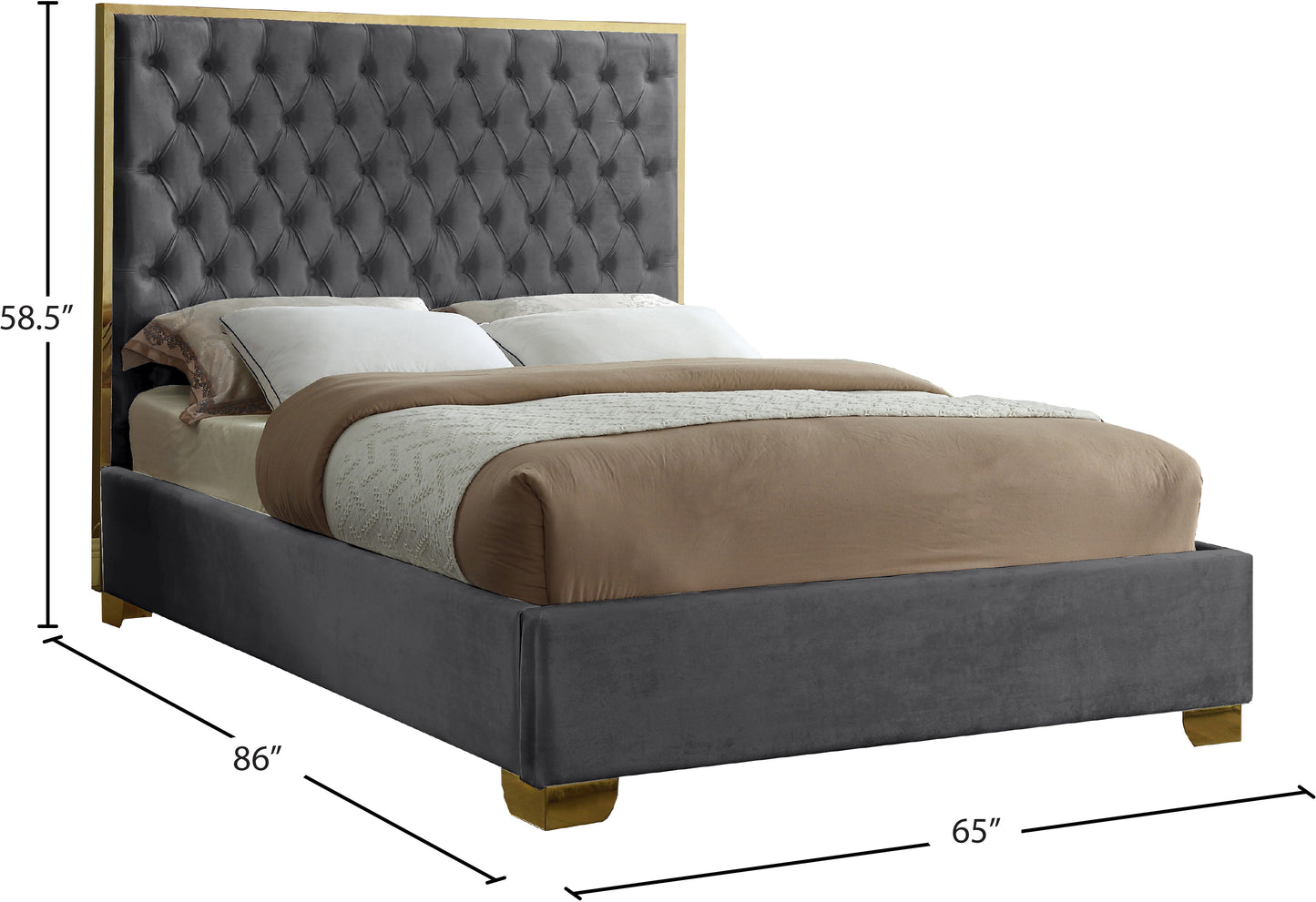 owen grey velvet queen bed q