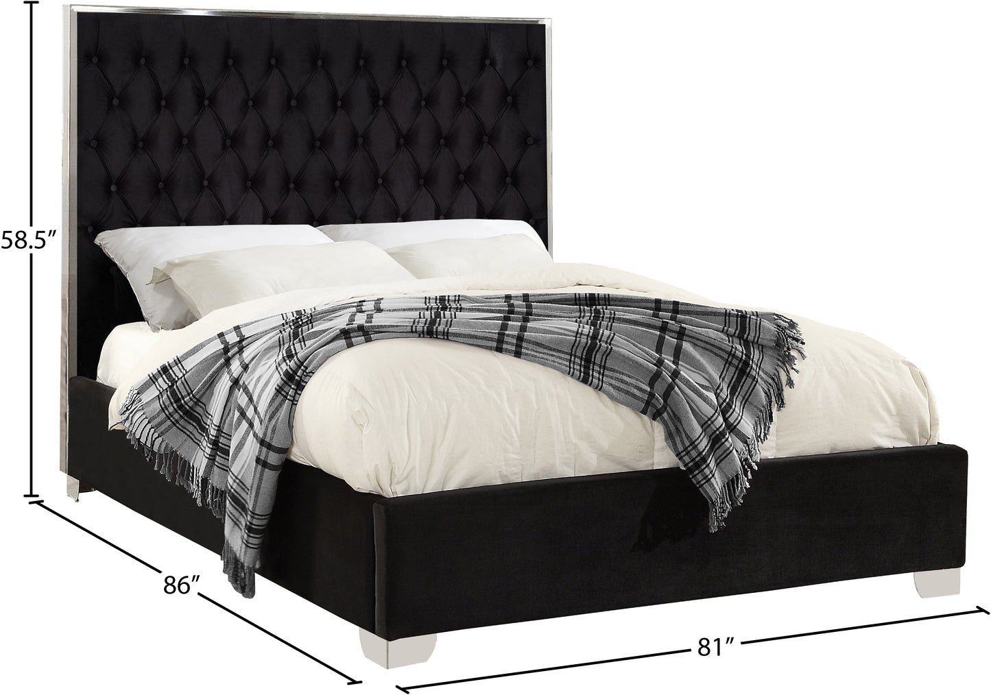 yasmine black velvet king bed k