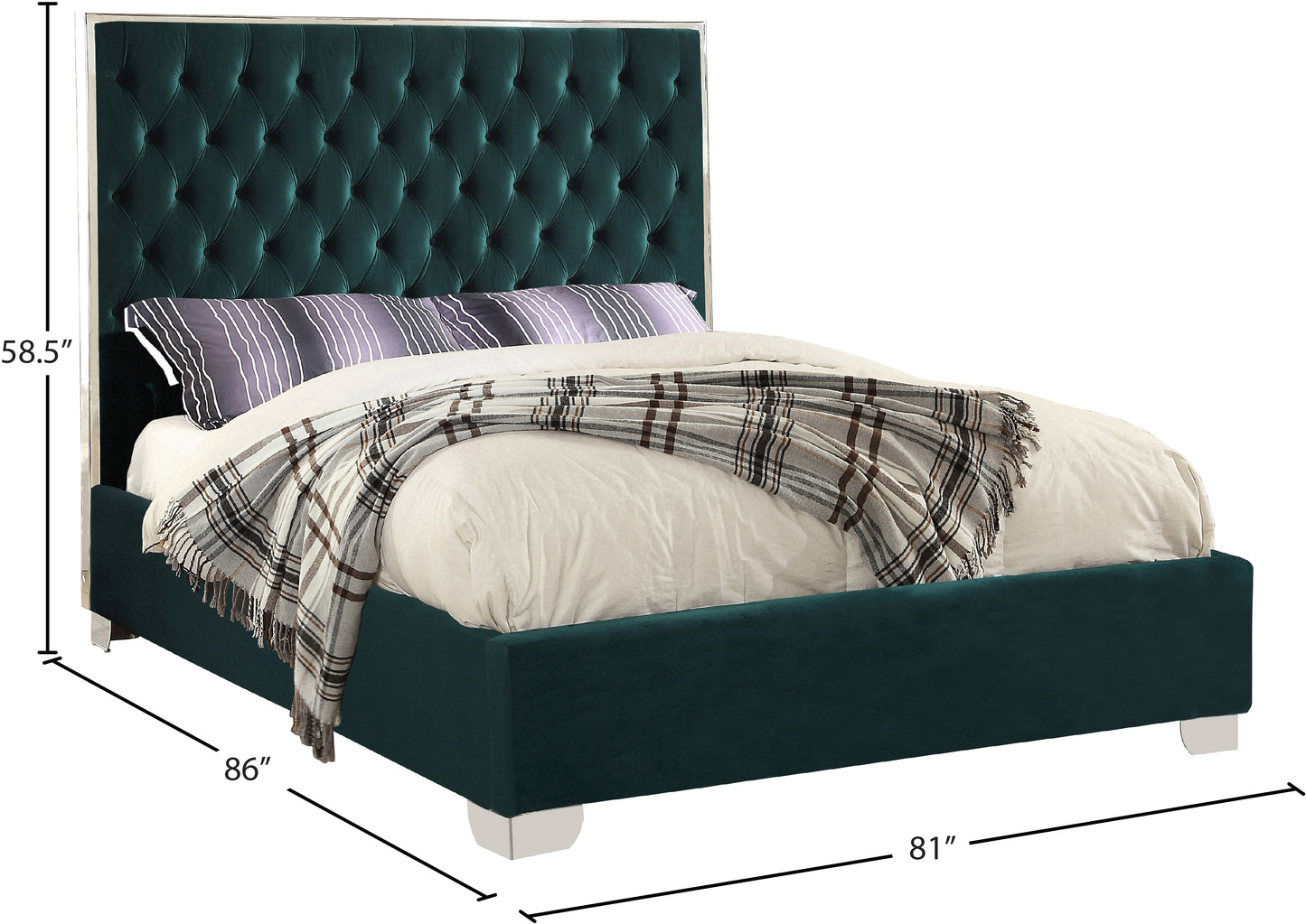 yasmine green velvet king bed k