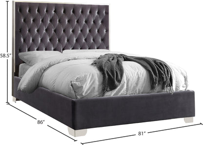 Yasmine Grey Velvet King Bed K