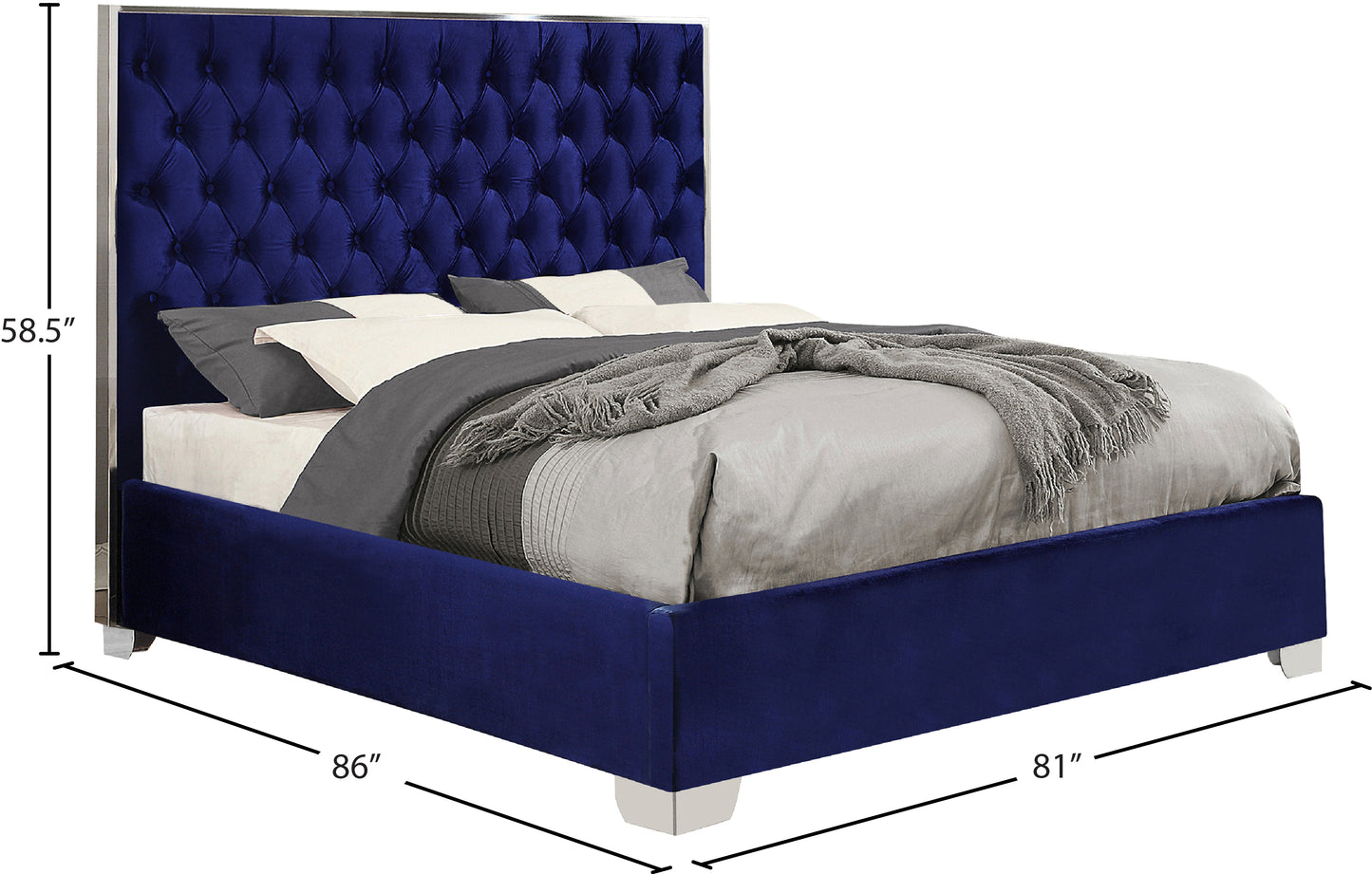 yasmine navy velvet king bed k