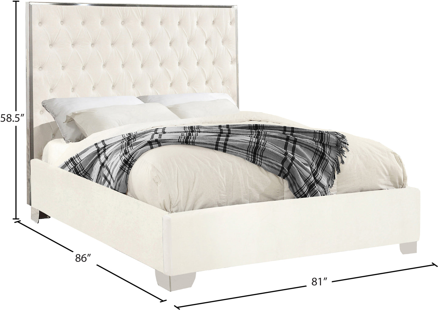 yasmine white velvet king bed k