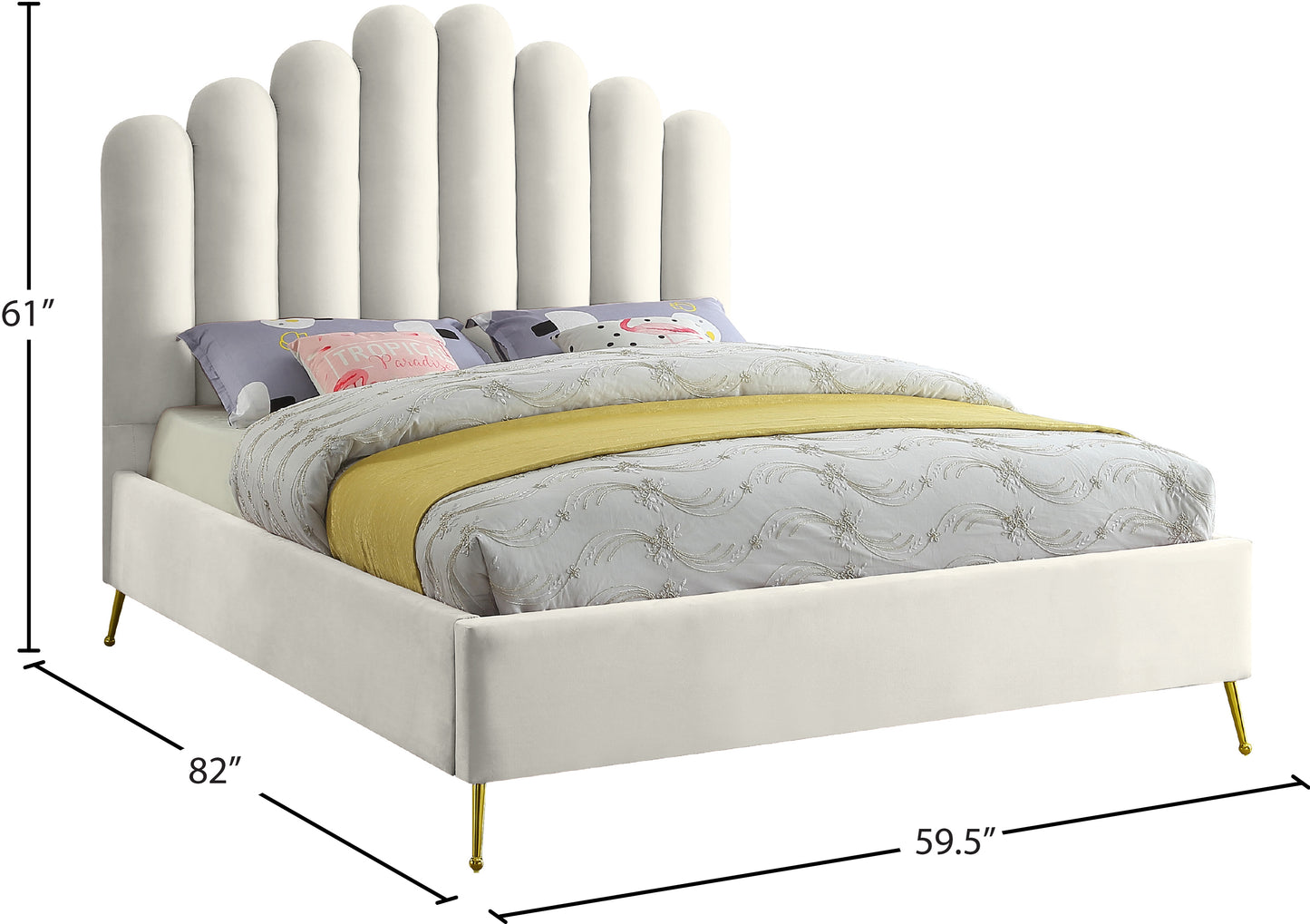 margo cream velvet full bed f