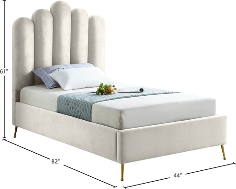 Margo Cream Velvet Twin Bed T