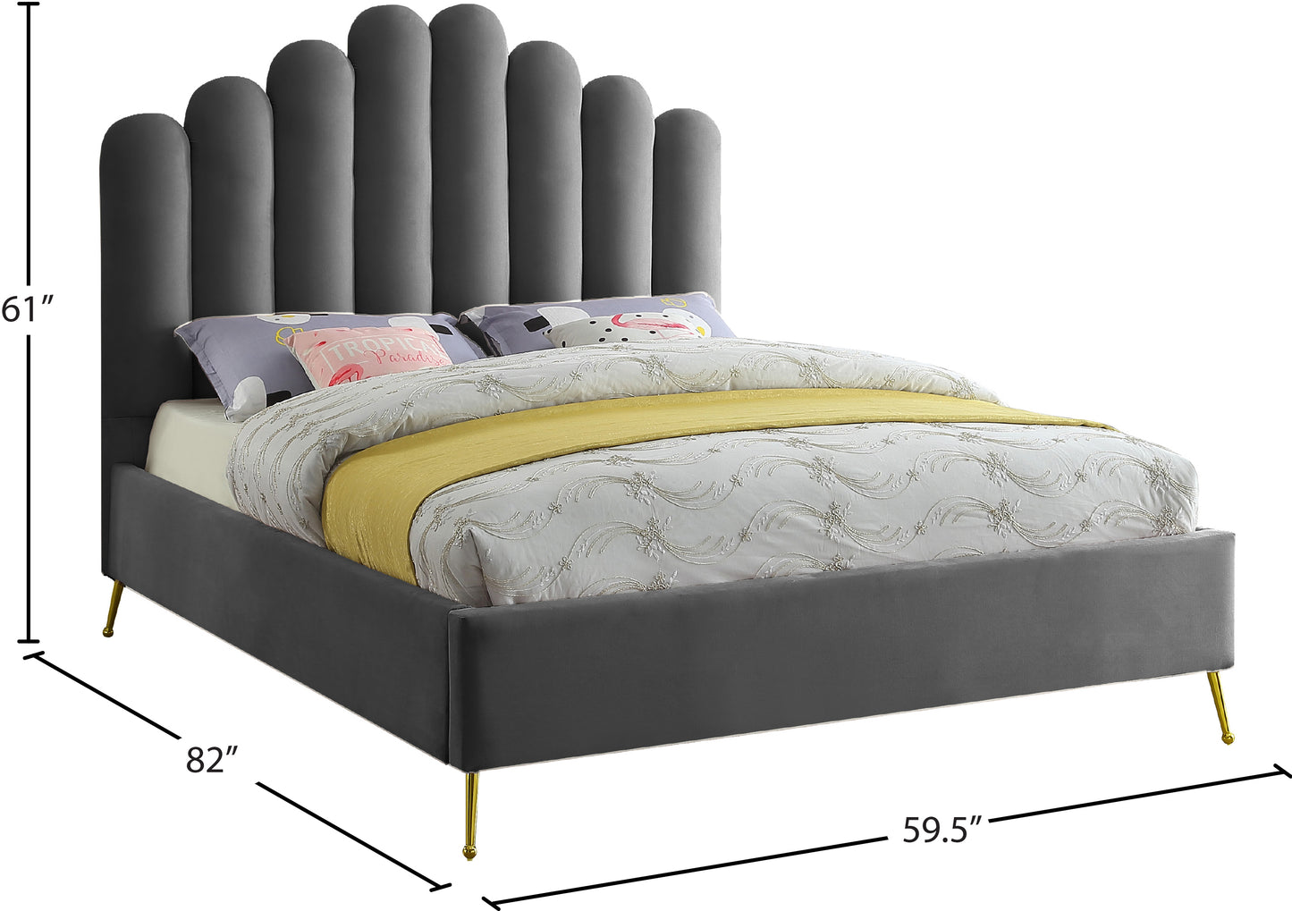 margo grey velvet full bed f